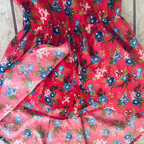 Little Lass colorful red orange floral print cold shoulder romper boho kids sz 5 - Picture 3 of 8